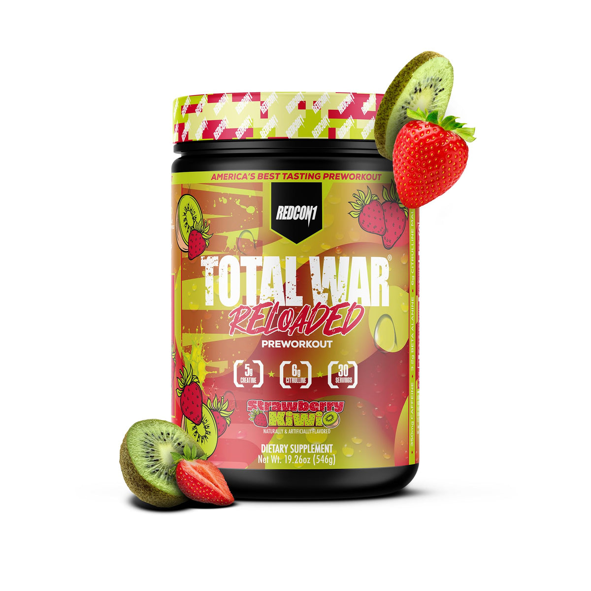 REDCON1 Total War Reloaded strawberry kiwi bottle energy boost for workouts