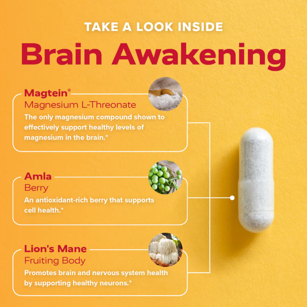 Redd Remedies Brain Awakening bottle on wood surface for everyday use