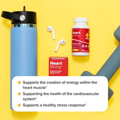 Redd Remedies Heart Strong tablets close up featuring coq10 and acetyl-l-carnitine