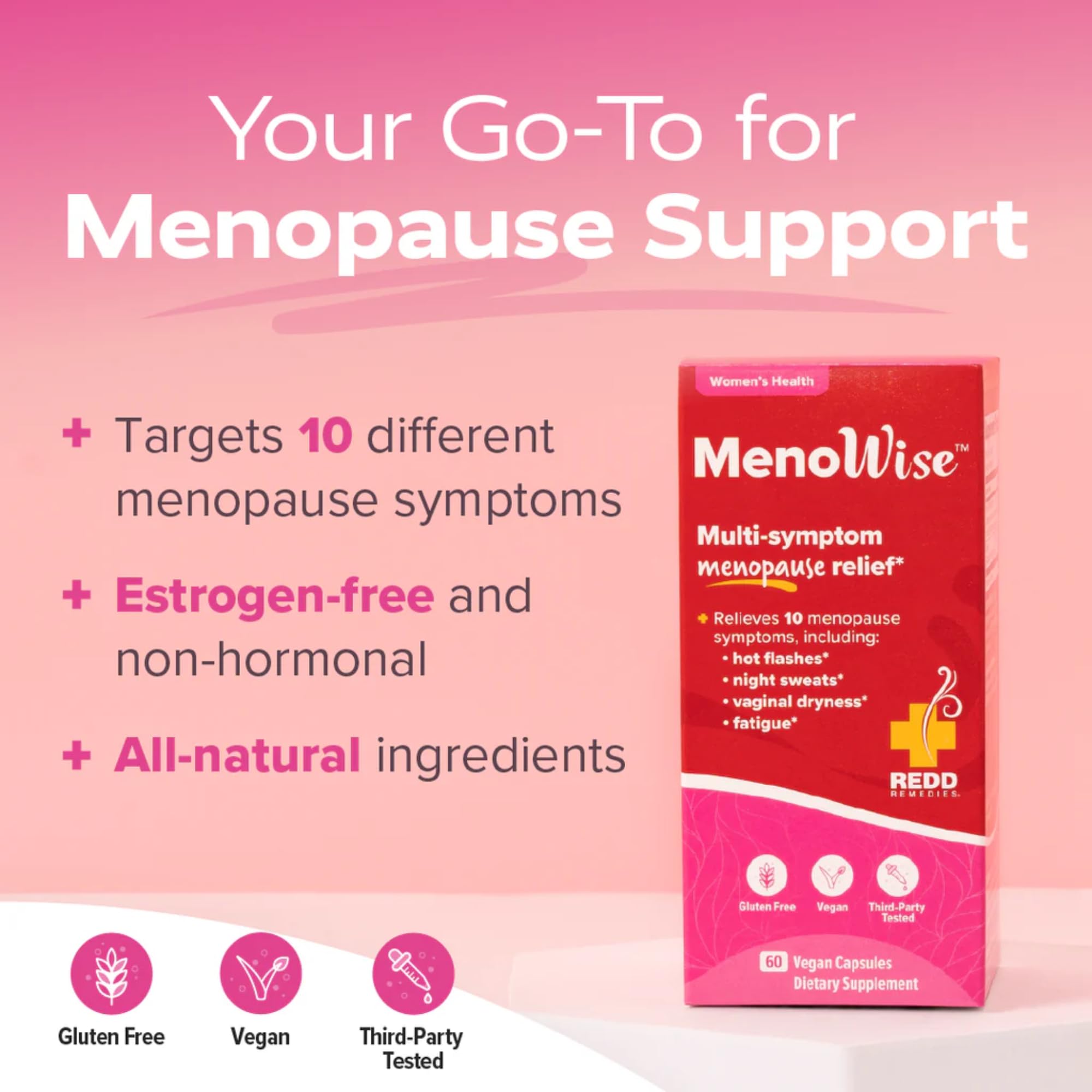 Redd Remedies MenoWise capsules close-up for natural menopause support