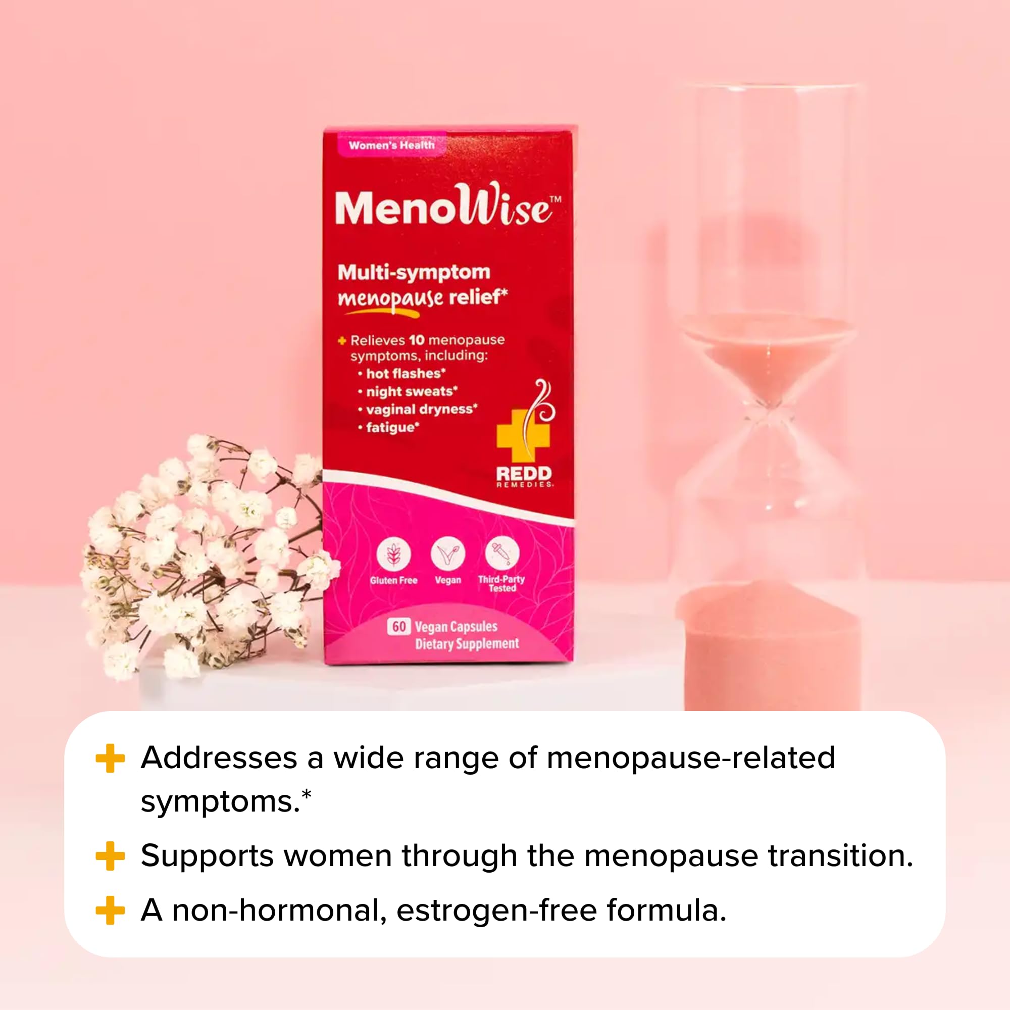 Redd Remedies MenoWise Shatavari root note highlights Ayurvedic sourcing