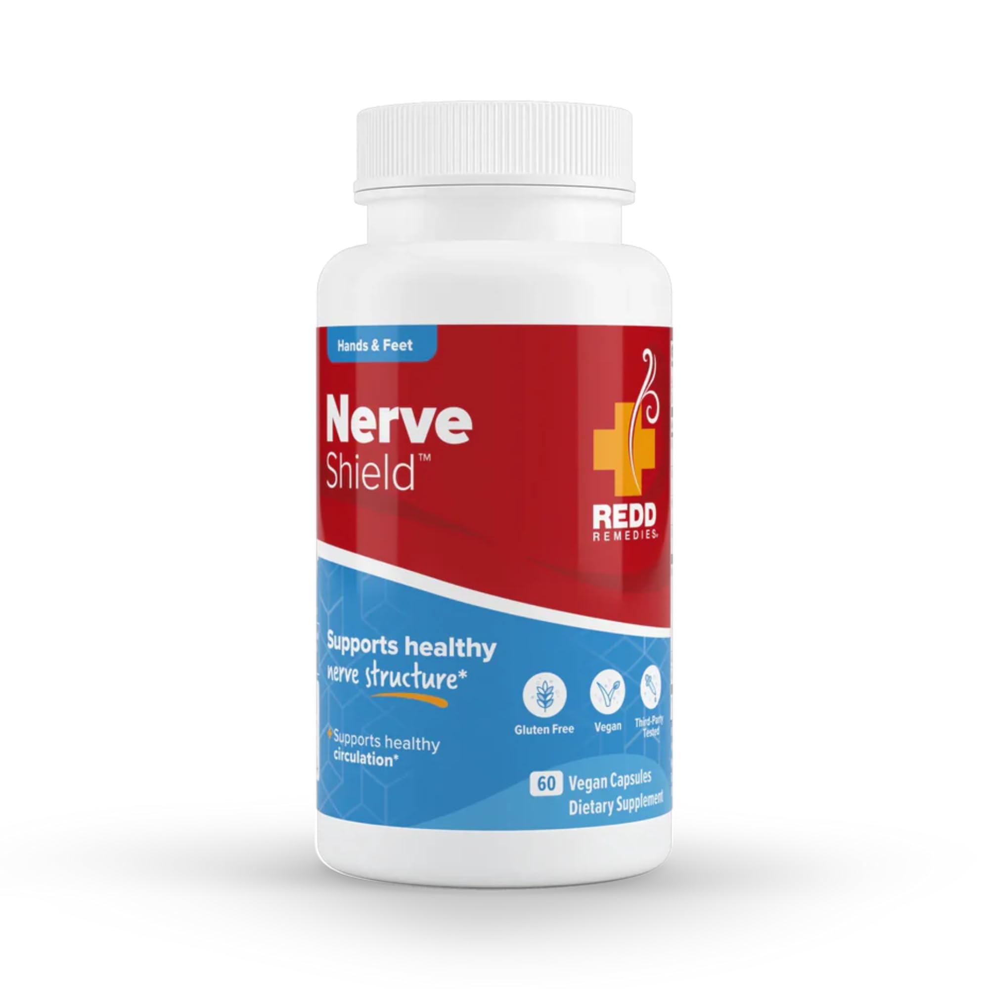 Redd Remedies Nerve Shield bottle front with vegan capsules for daily nerve support