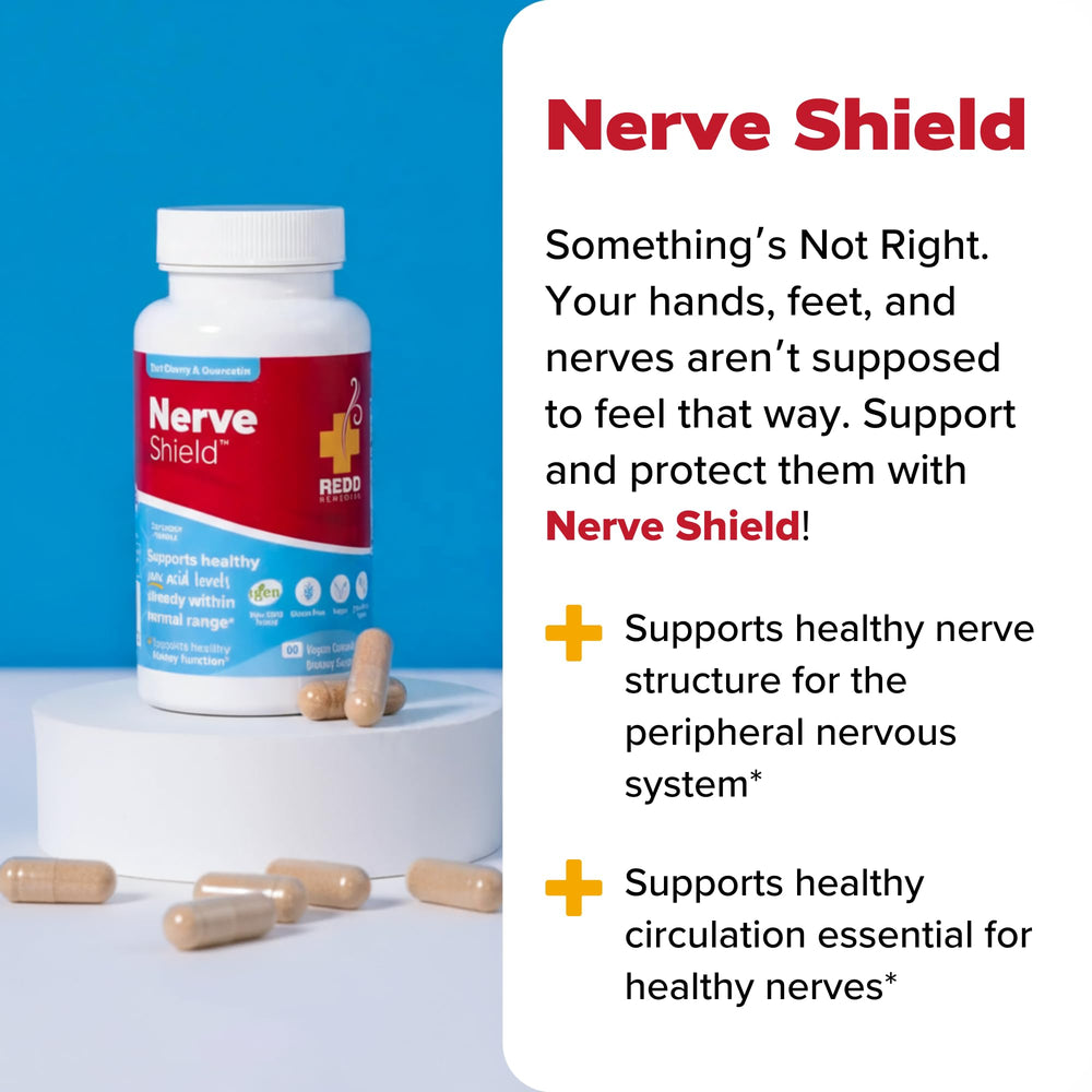 Redd Remedies Nerve Shield bottle side view showing size and serving count