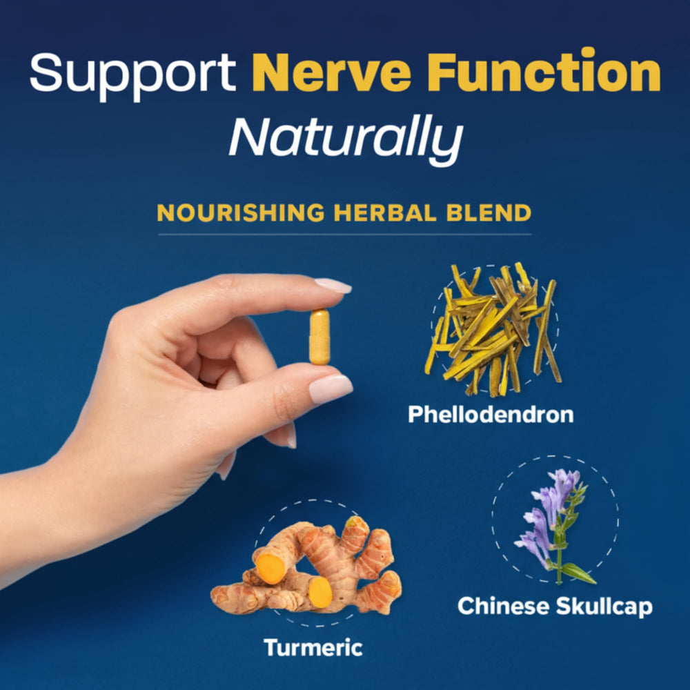 Nerve Shield label on bottle highlighting purity and ingredient listing
