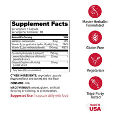 Redd Remedies Peaceful Mama bottle side showing daily capsules.