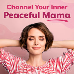 Redd Remedies Peaceful Mama label close-up with lemon balm benefits.