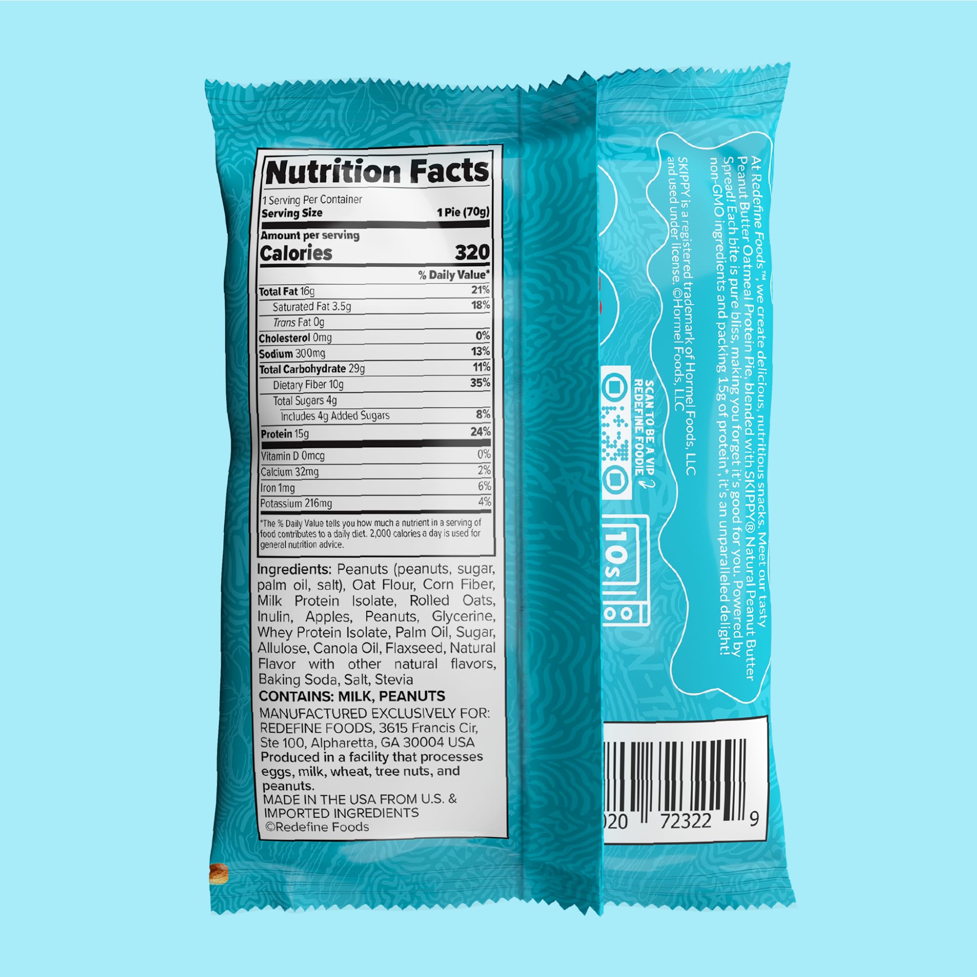 REDEFINE Oatmeal Protein Pie with SKIPPY jar pairing for flavor harmony.