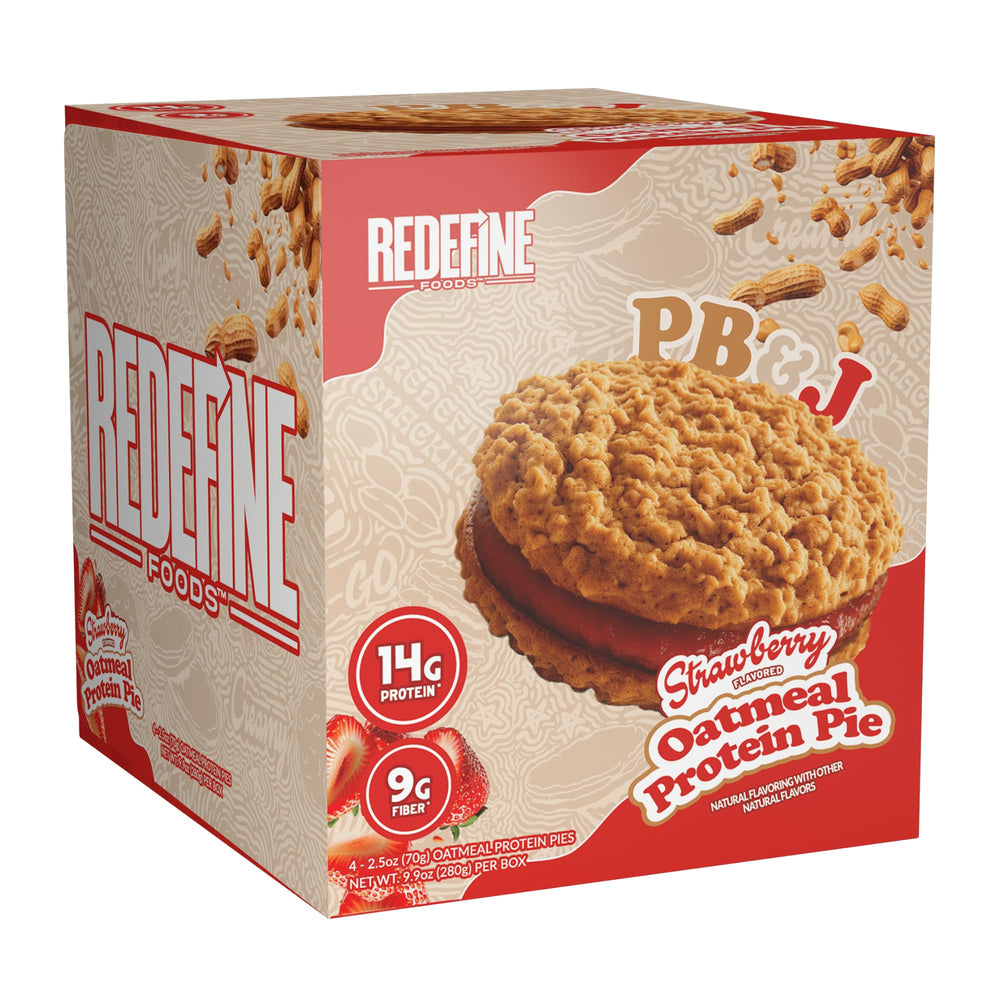 REDEFINE Oatmeal Protein Pie peanut butter jelly slice with 14g protein per serving