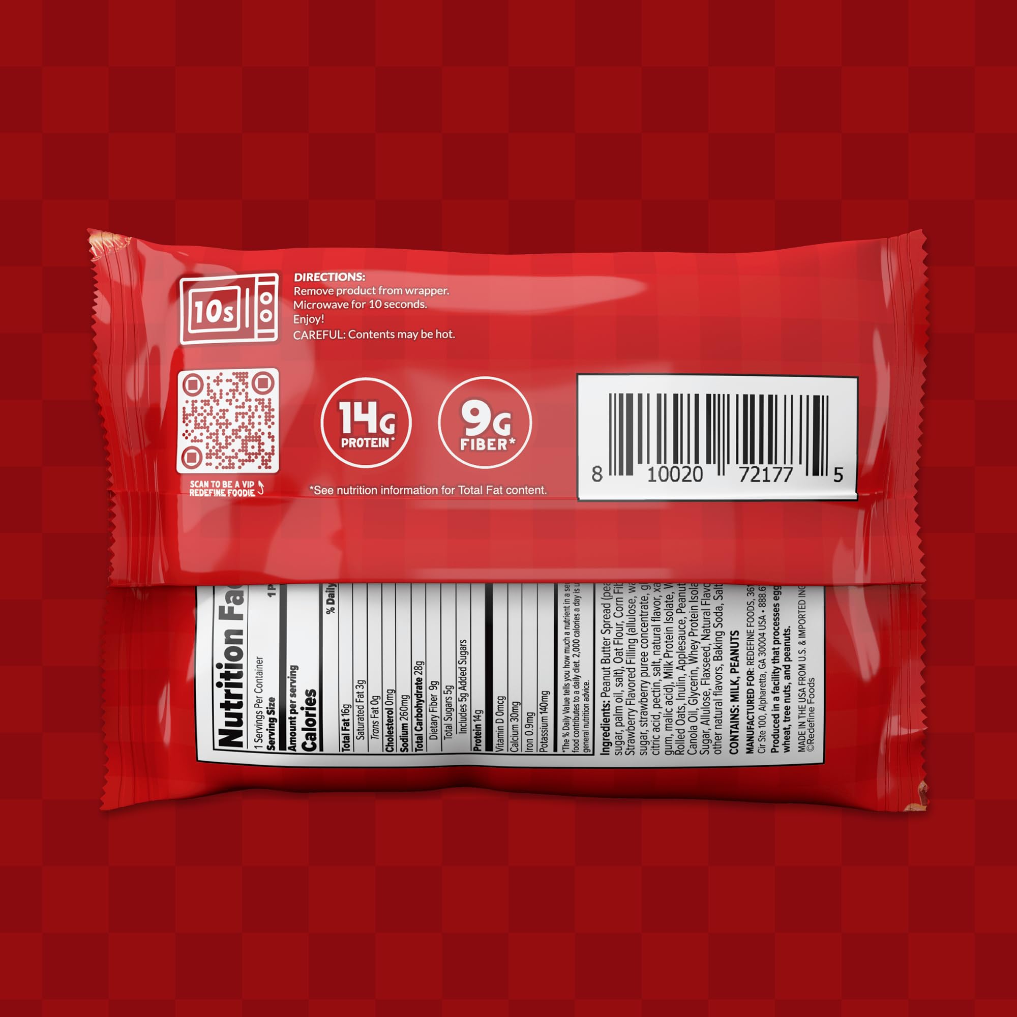 REDEFINE Oatmeal Protein Pie single-serve pack for lunchboxes