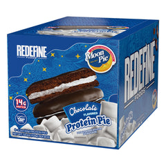 REDEFINE Protein Pie MoonPie Chocolate 8-count package for a protein-rich snack.