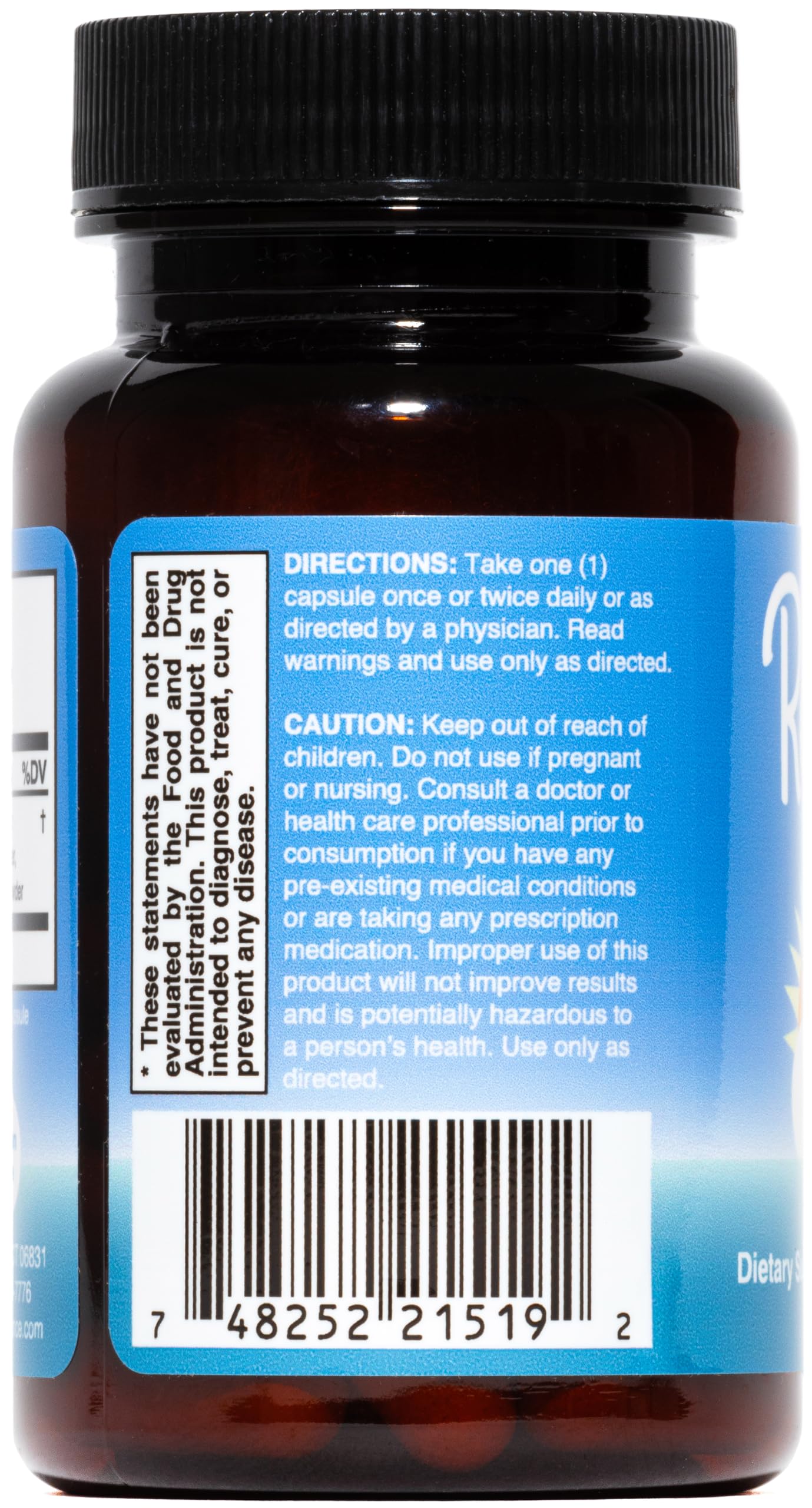 RediCalm capsules close-up, highlighting vegan, non-GMO capsules.