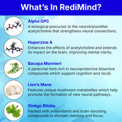 RediMind bottle with ginkgo biloba for circulation and mental clarity.