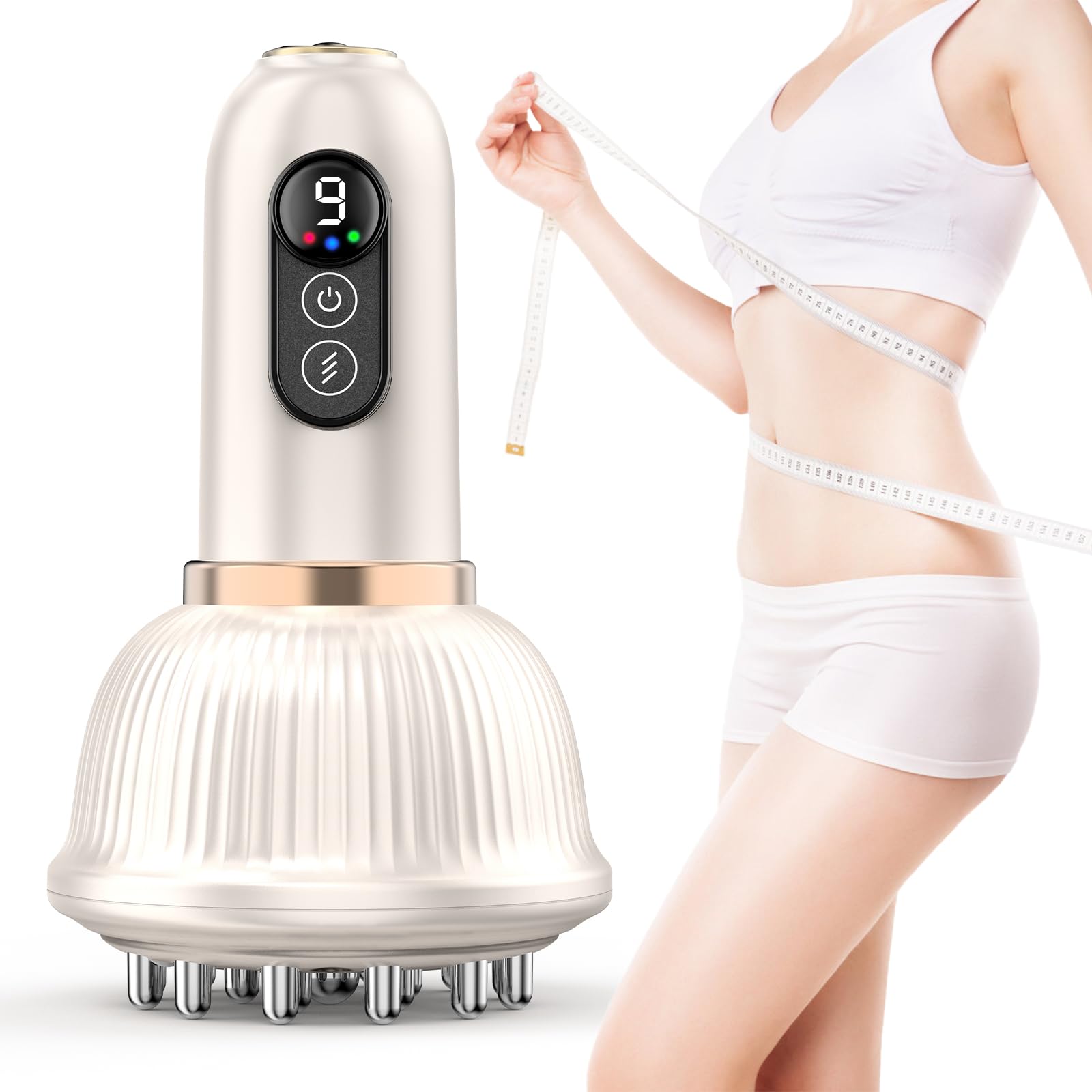 REDLOOK lymphatic drainage massager on legs for contouring and reduced swelling.