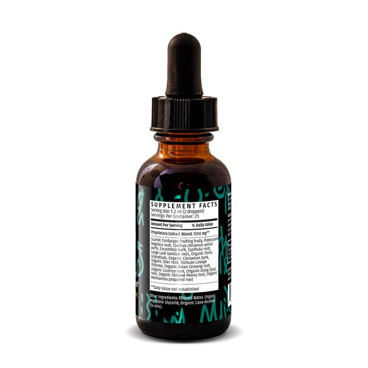 Redmint cordyceps tincture pour captures a quick energy boost in action.