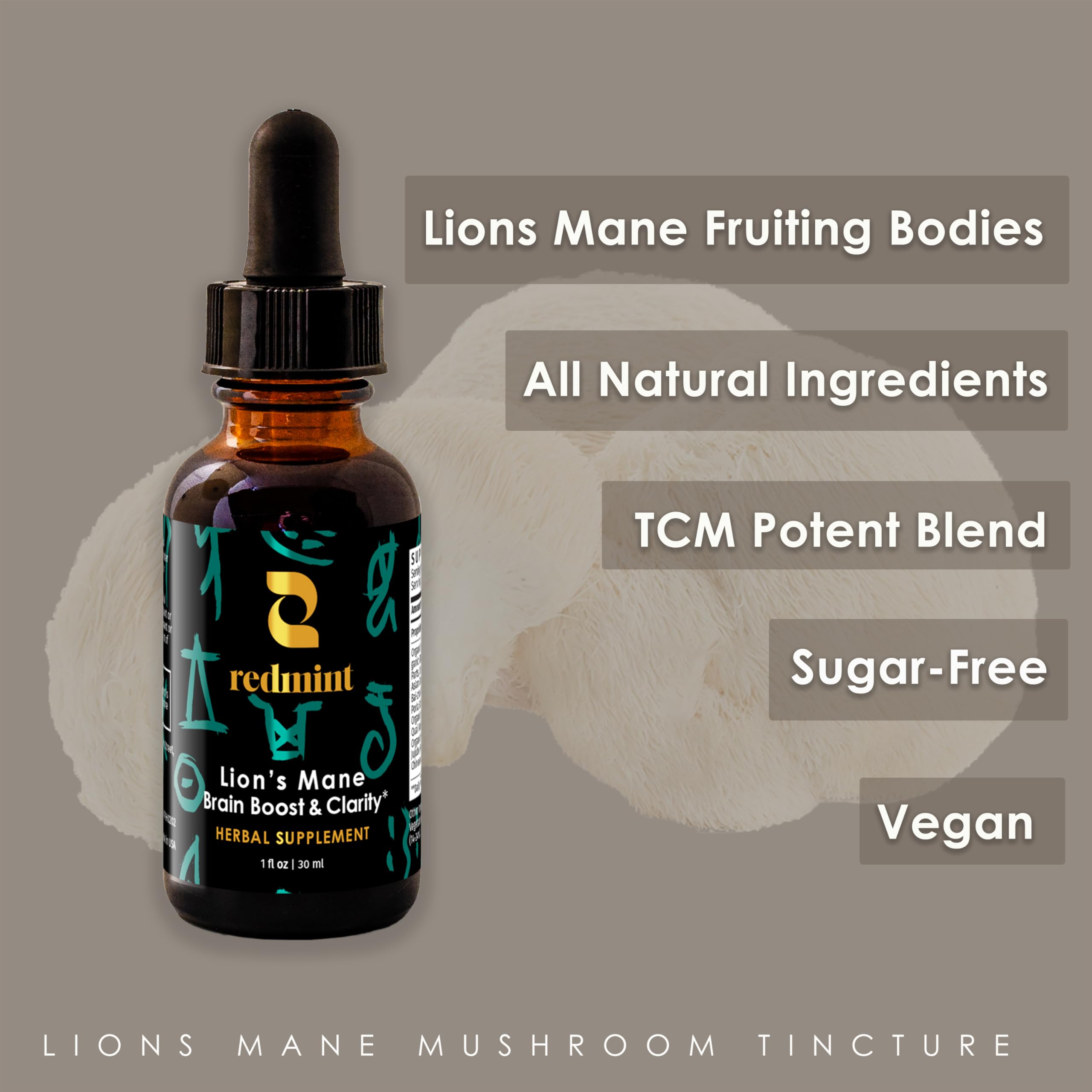 Redmint Organic 1 fl oz bottle ready for daily use.
