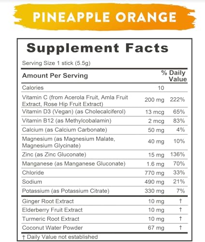 Close-up of pineapple orange label on Re-Lyte Immunity showing clean ingredients