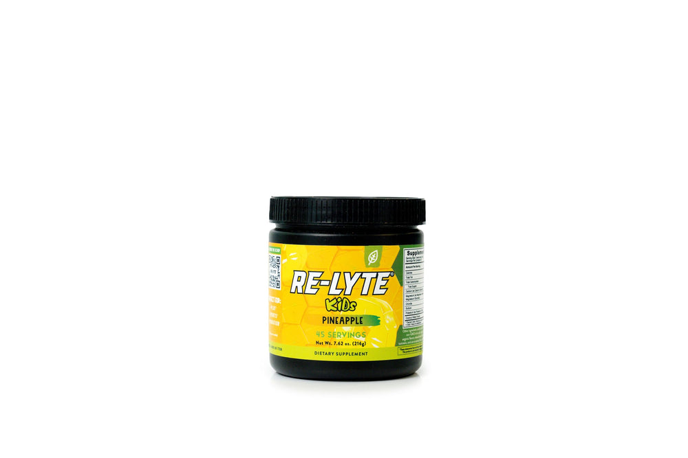 REDMOND Re-Lyte Kids Pineapple powder ready to mix for tasty hydration after activity.