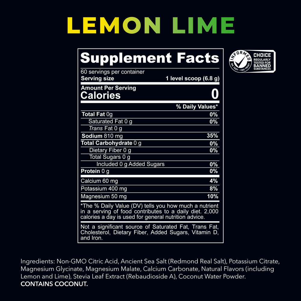 Lemon-lime REDMOND Re-Lyte in glass ready to sip for refreshment