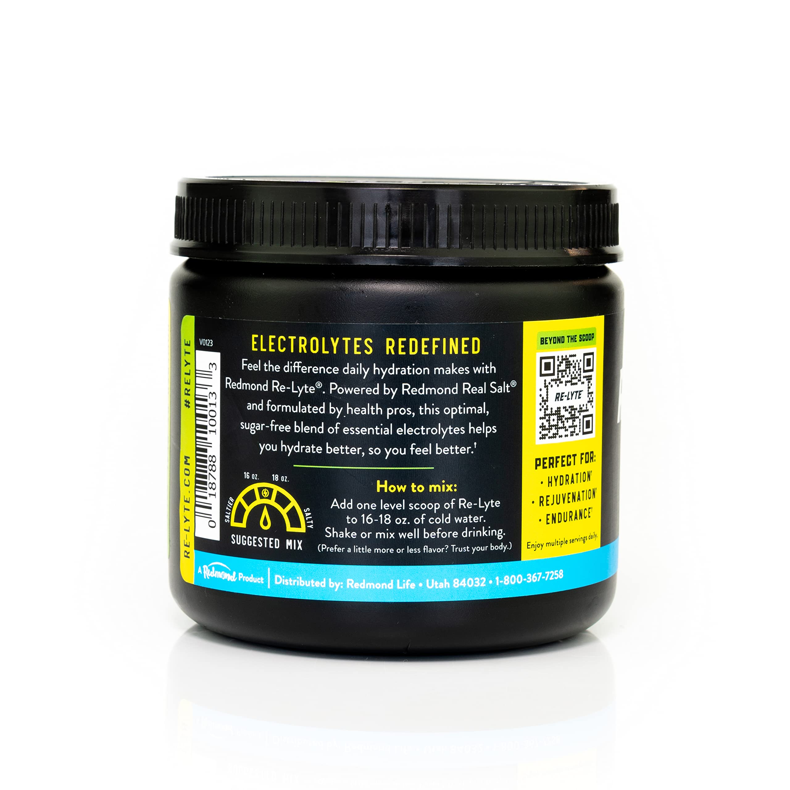 Scoop dissolving REDMOND Re-Lyte in water for steady electrolyte intake