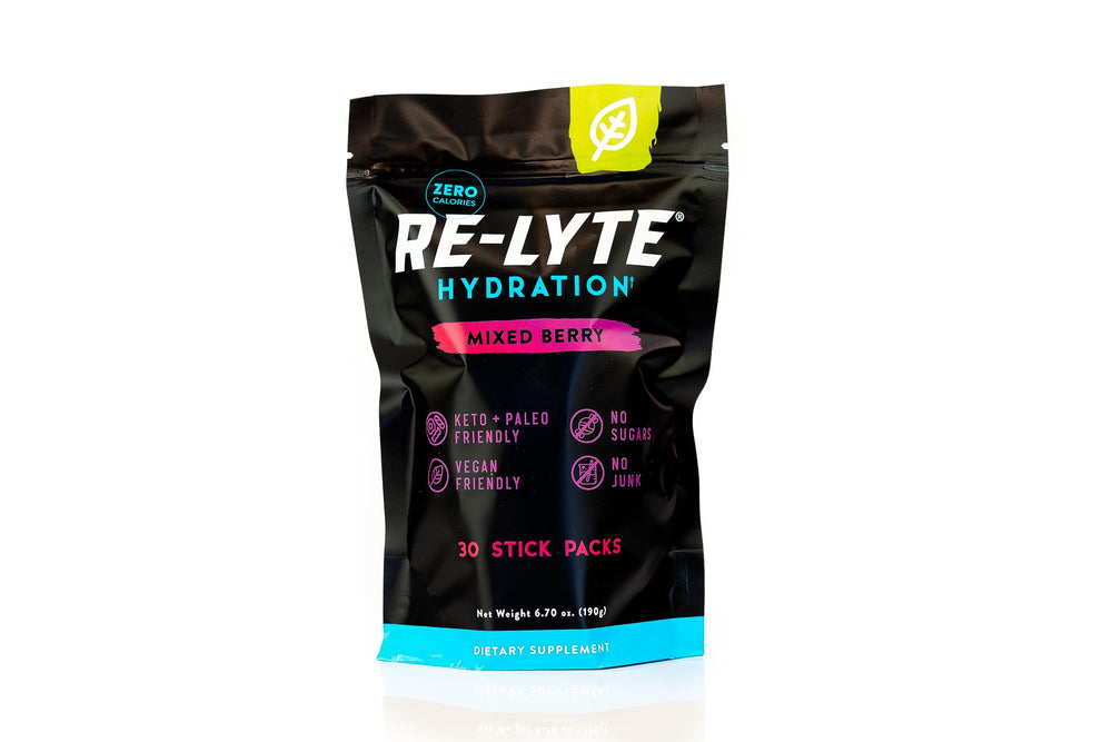 Redmond Re-Lyte Mixed Berry stick pack for convenient on-the-go hydration.
