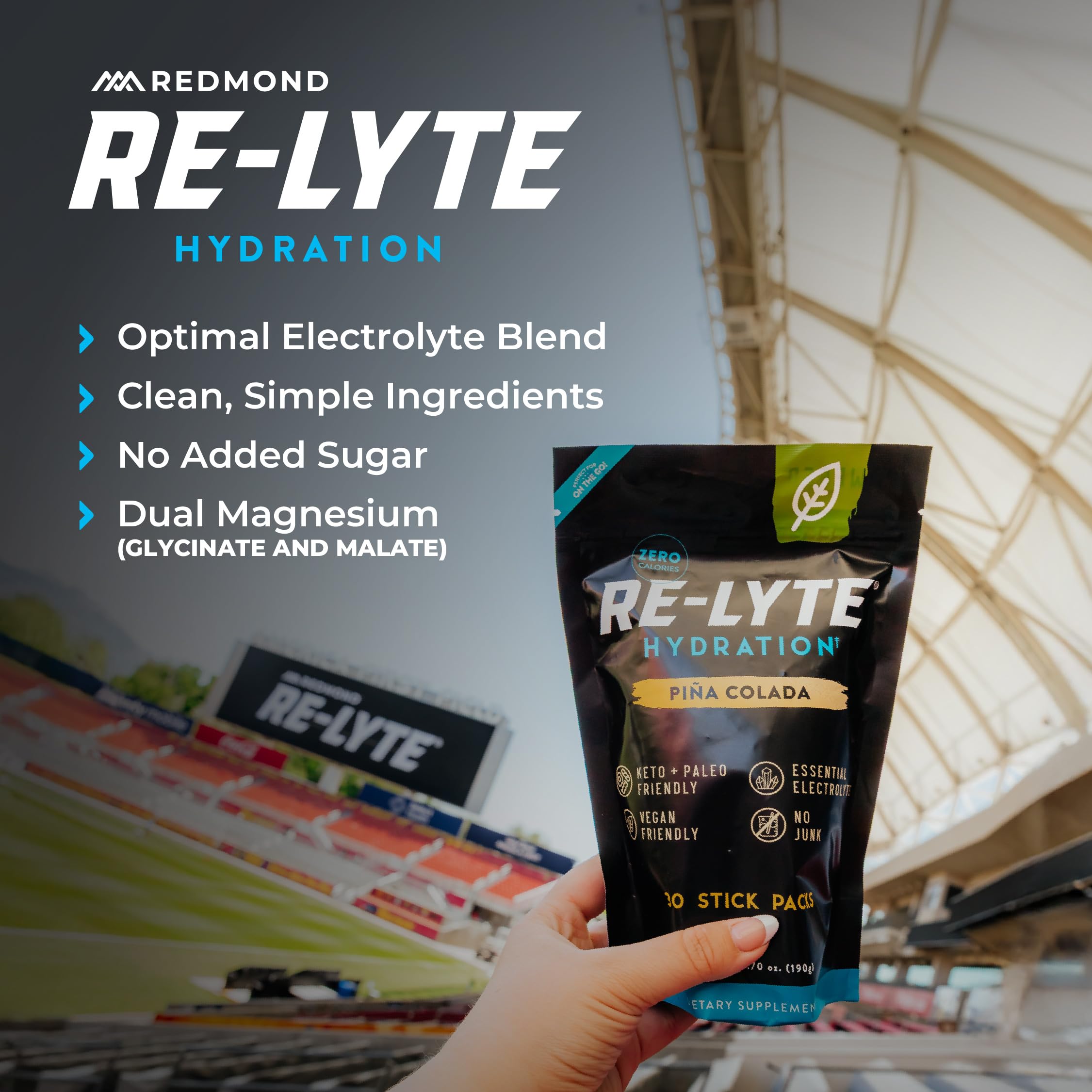 Redmond Re-Lyte travel-pack open for compact hydration on trips.