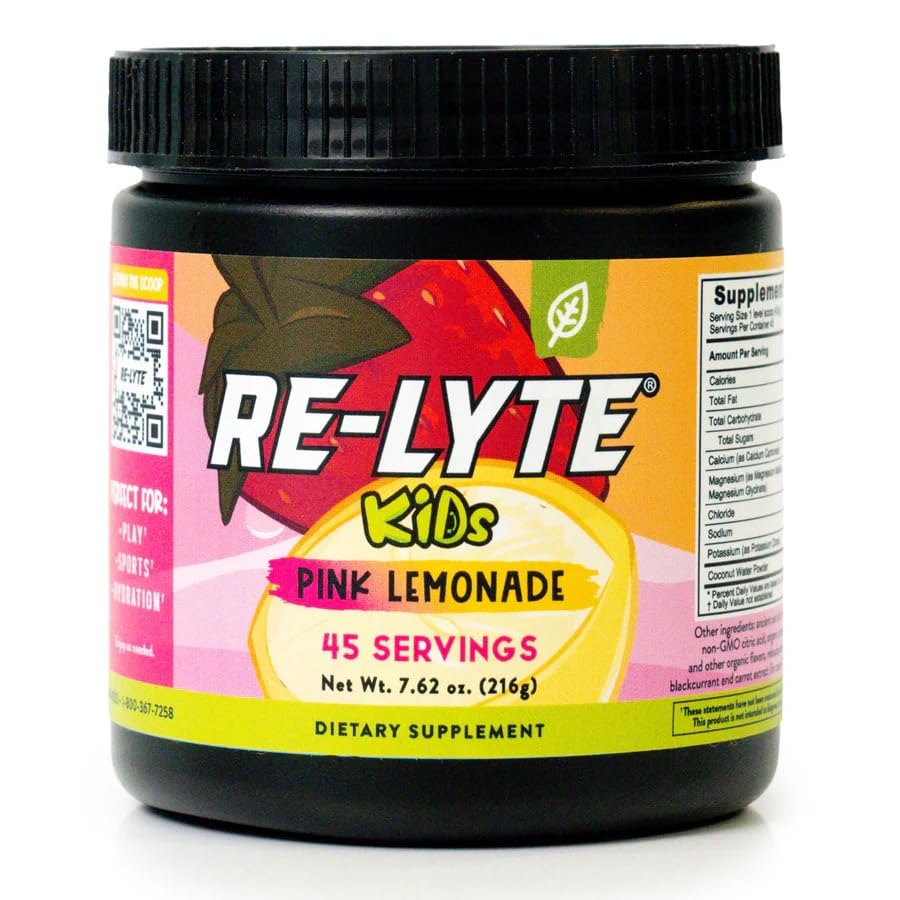 REDMOND Re-Lyte Kids Pink Lemonade tub for kid-friendly hydration on the go.