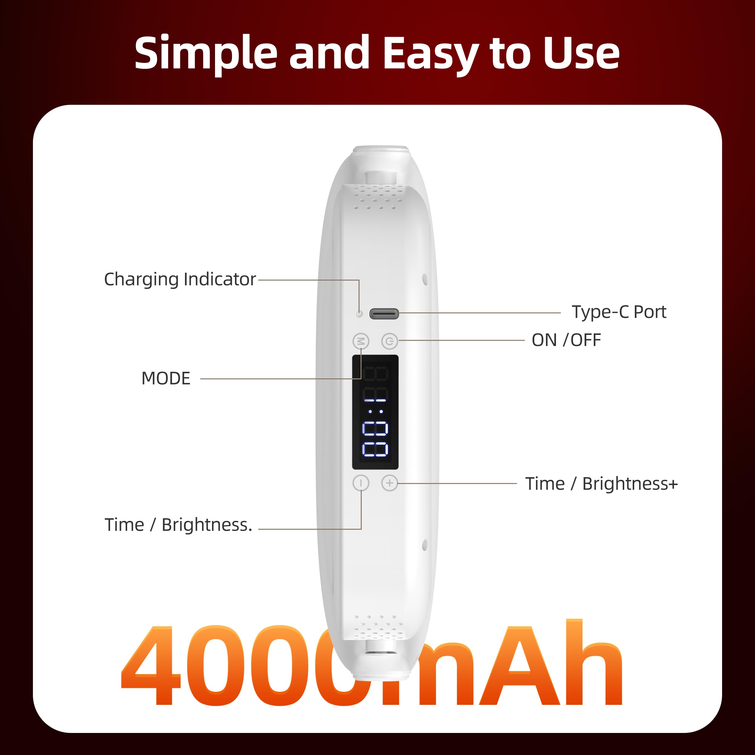 Redvive 4000mAh battery supports cordless sessions on the go.