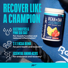 Close-up of REEcover label highlighting EAAs and BCAAs.