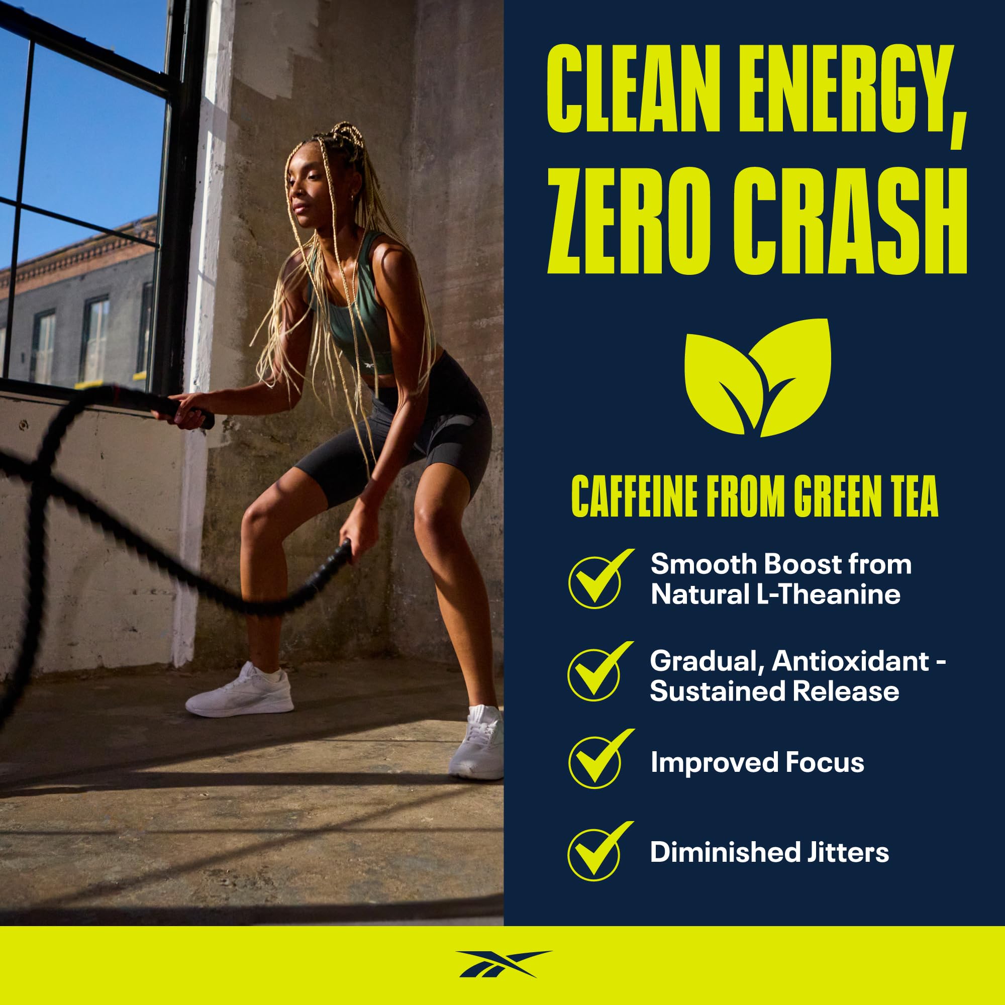 Reebok REEenergize athlete lifting to showcase pump and performance potential.