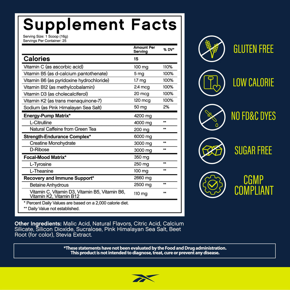 Reebok REEenergize scoop ready to measure precise pre-workout fueling.