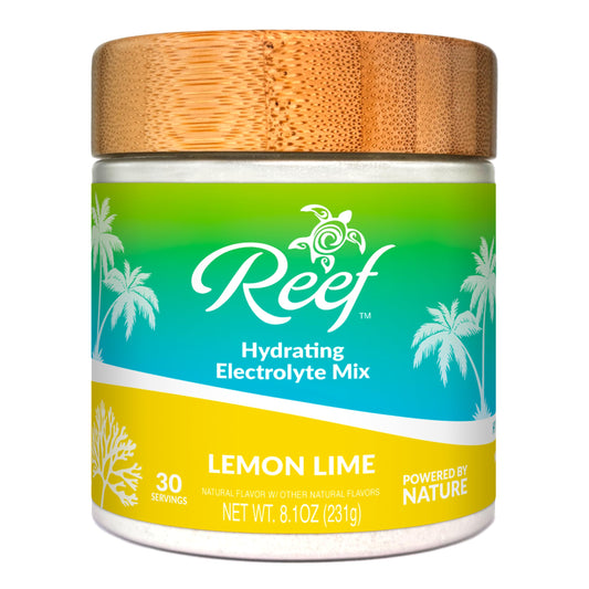 Reef Replenish hydration powder tub front label for daily electrolytes