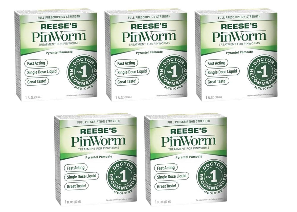 Reese's Pinworm bottle-pour enables easy single-dose administration at home.