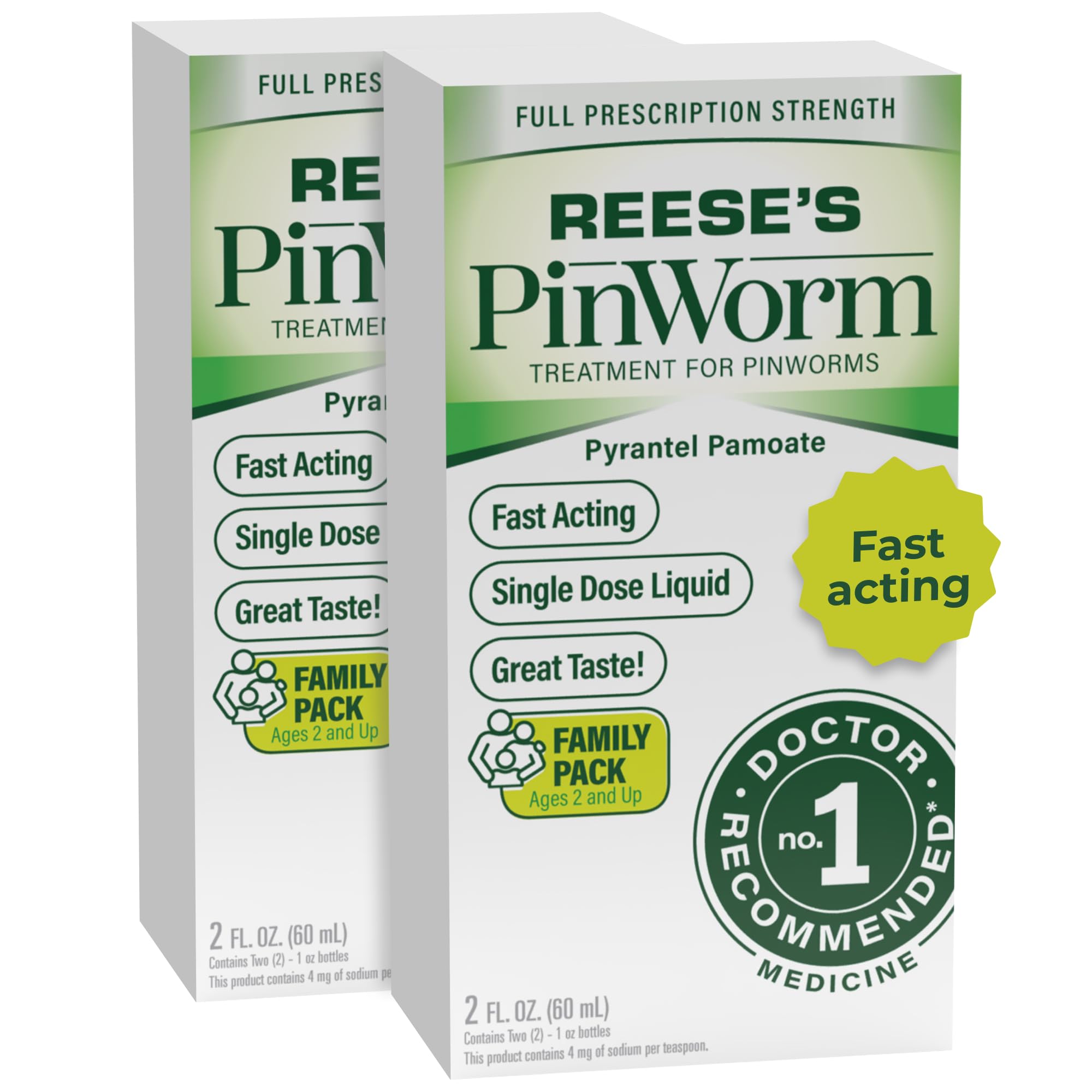 Reese's Pinworm Medicine banana liquid bottle ready for quick family dosing.