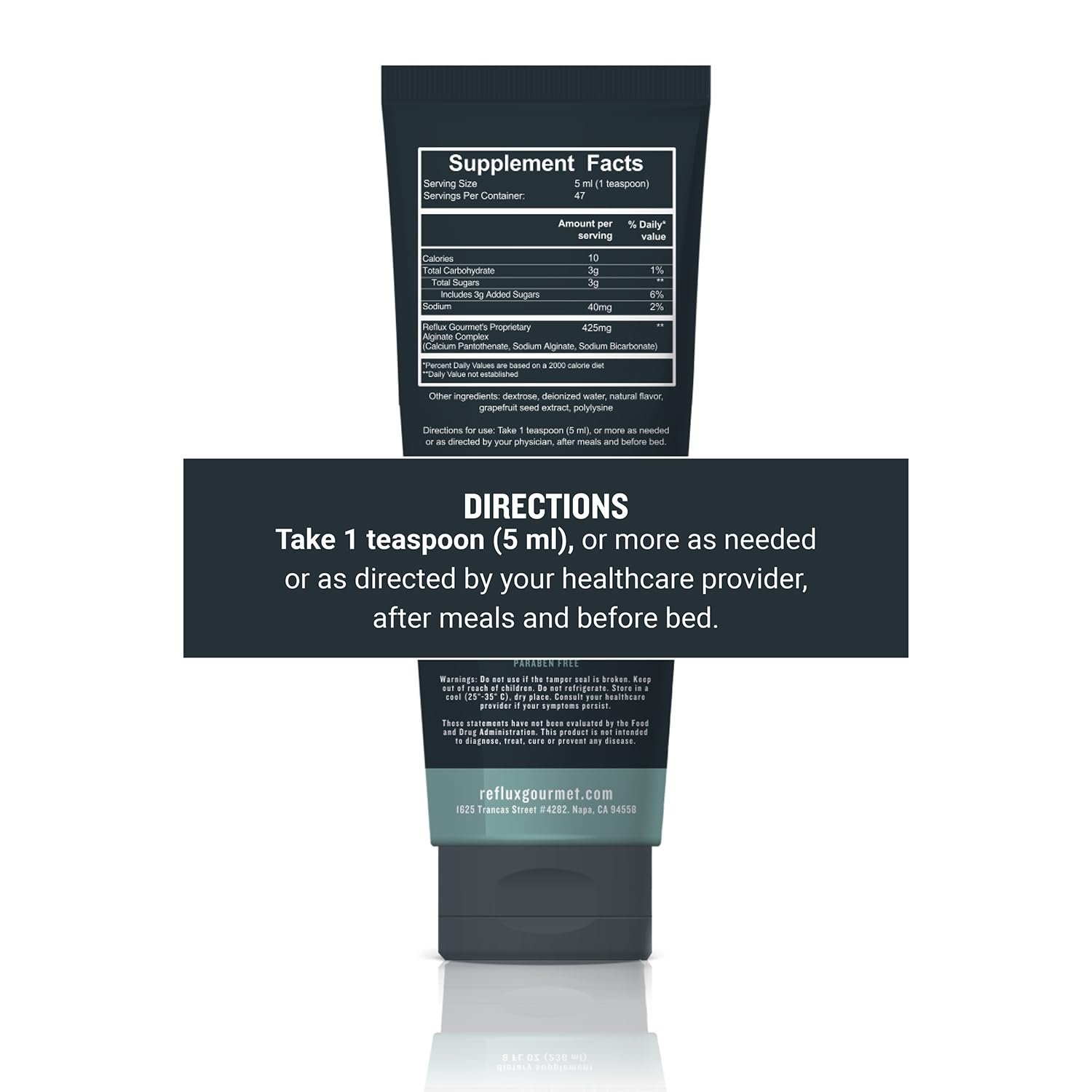 REFLUX GOURMET Mint Chocolate Rescue label closeup highlighting natural ingredients