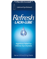 Refresh Lacri-Lube ointment tube provides moisture for dry-eye comfort.