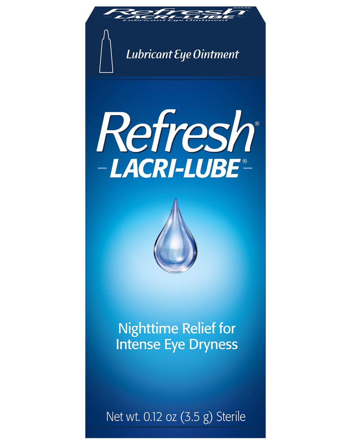 Refresh Lacri-Lube tube closeup, providing gentle lubrication for dry eyes.