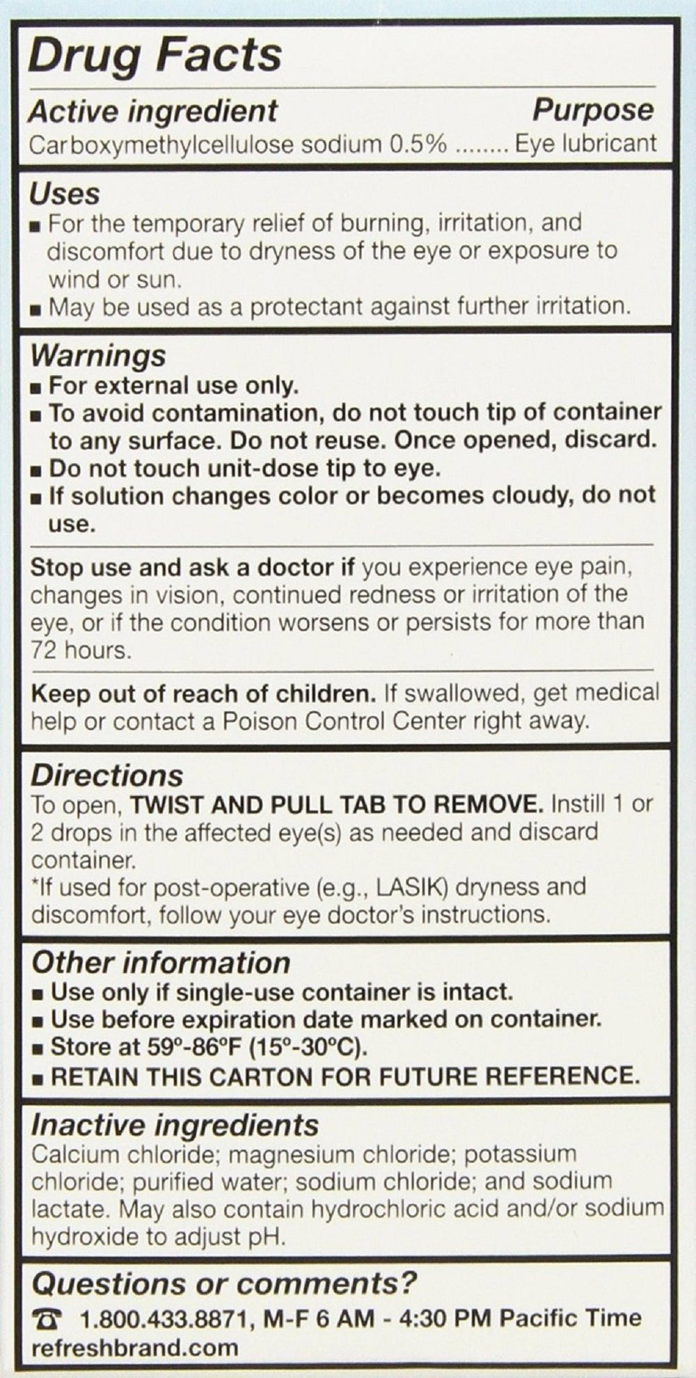 Refresh Plus eye drops packaging close-up, showcasing sterile single-use vials for easy daily use.