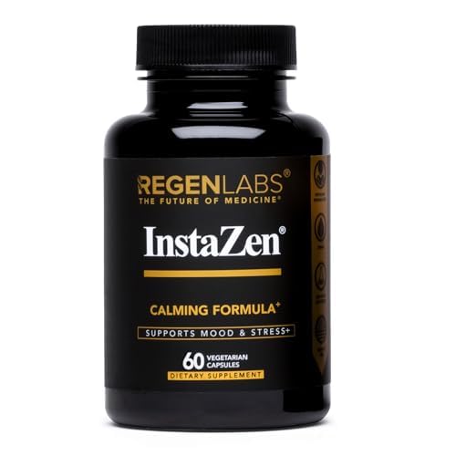 Regen Labs InstaZen bottle closeup promoting daily calm.