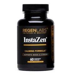 Regen Labs InstaZen bottle closeup promoting daily calm.