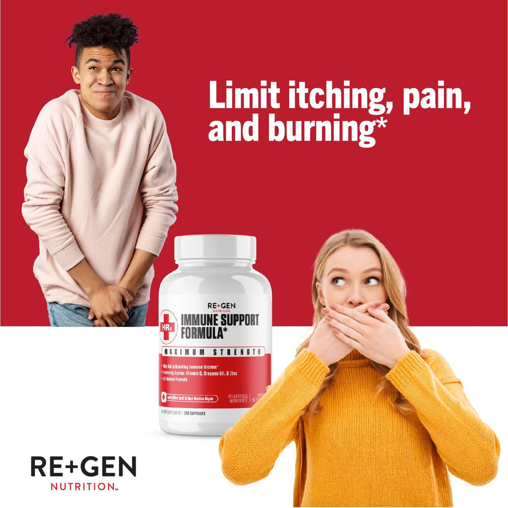 Re+Gen Immunity bottle back showing ingredients and dosage information.