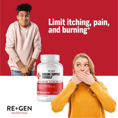 Re+Gen Immunity bottle back showing ingredients and dosage information.