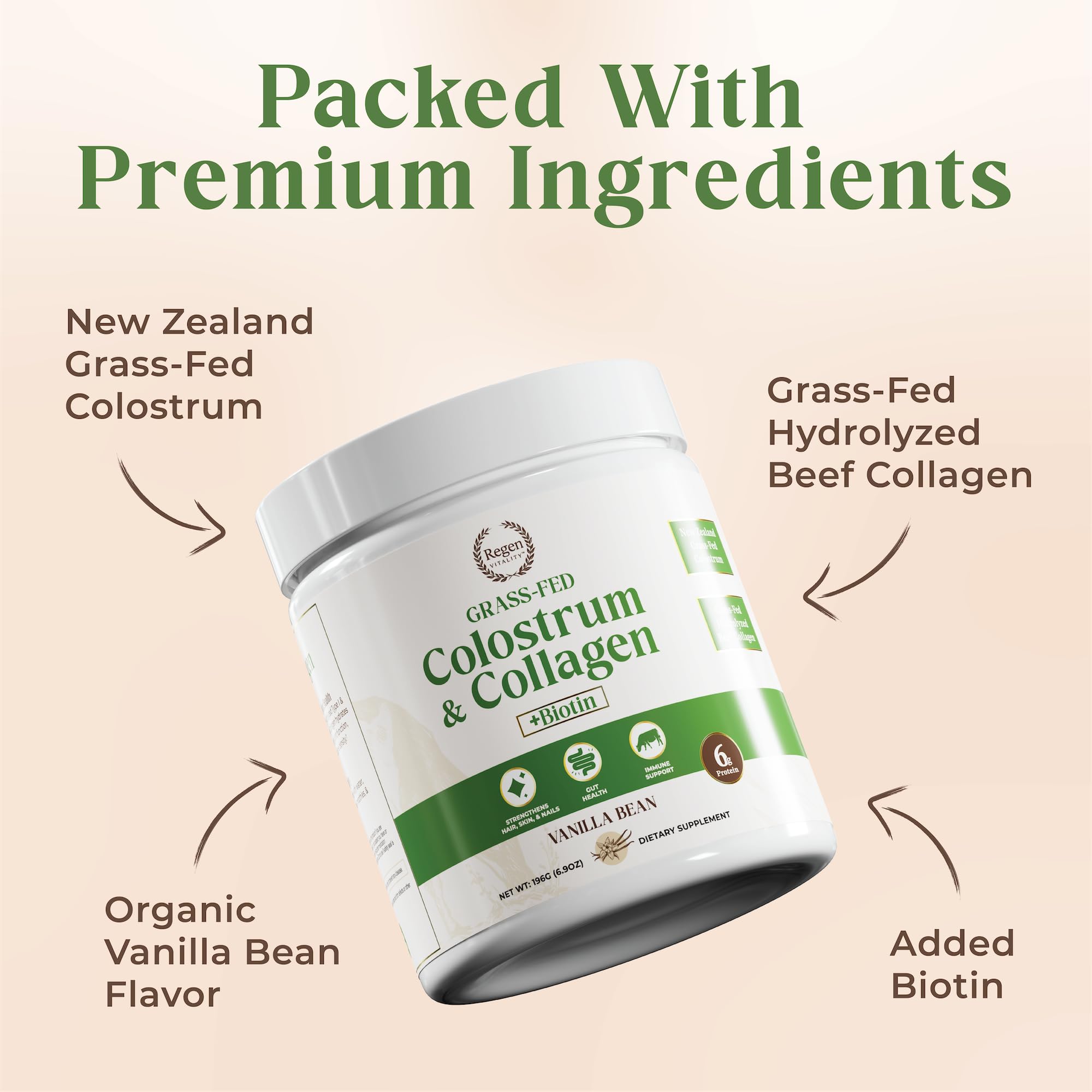 Regen Vitality biotin-enriched blend jar highlighting hair and nails support