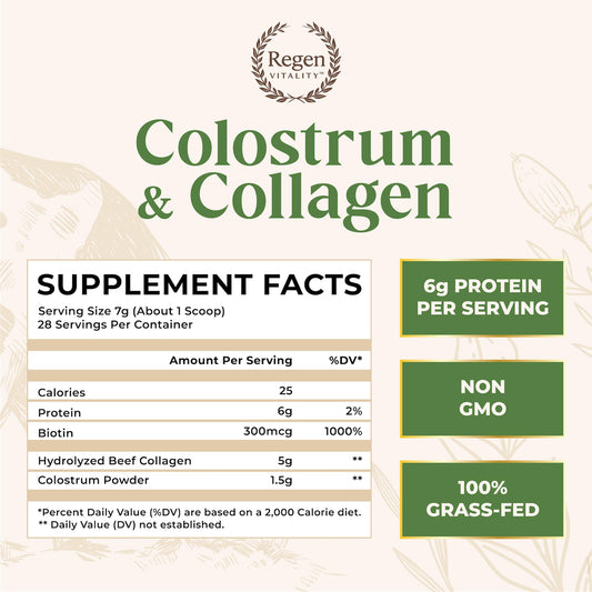 Regen Vitality hydrolyzed collagen peptides in powder form for skin elasticity