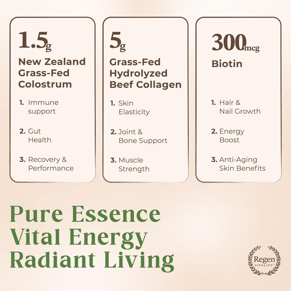 Regen Vitality New Zealand origin ingredients label close-up