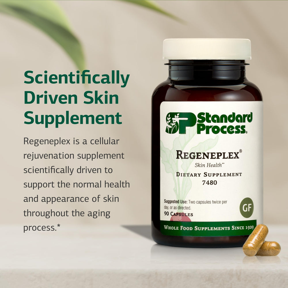 Regeneplex ingredients panel highlights vitamin C and zinc benefits.