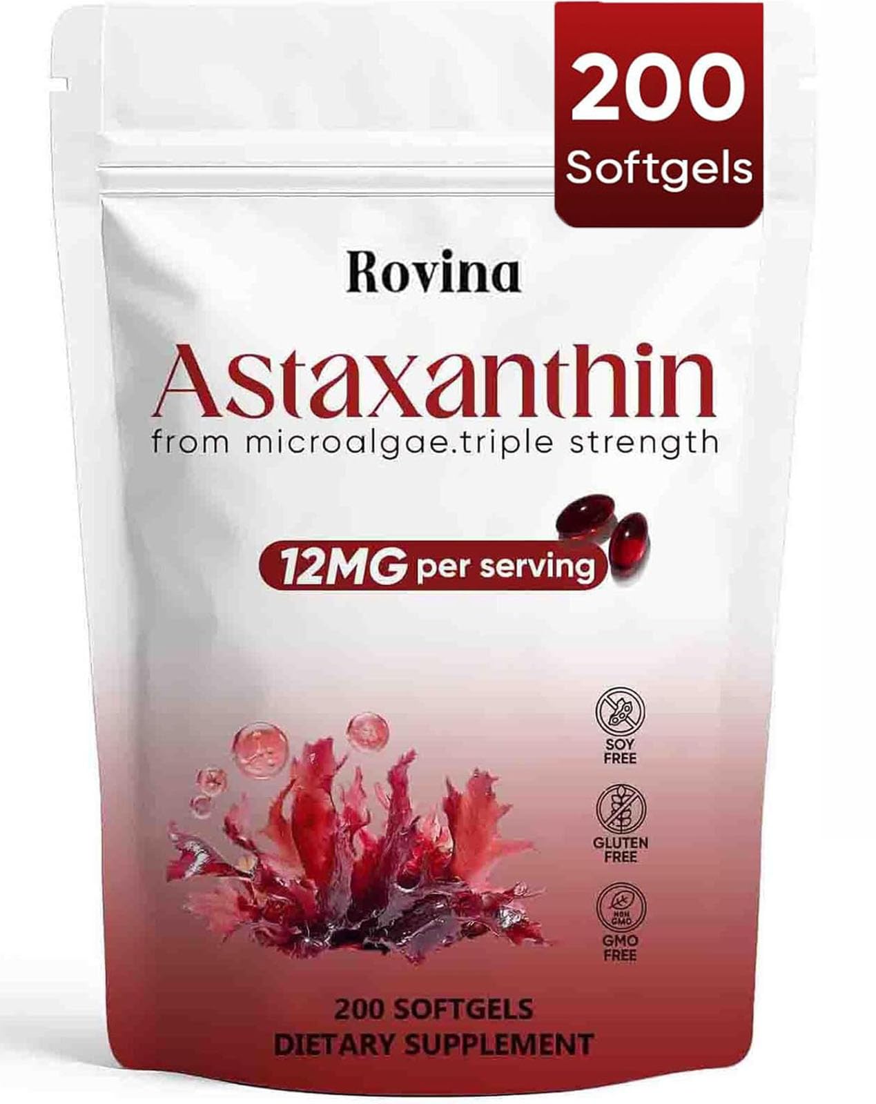 Regpem Rovina astaxanthin softgels bottle emphasizing immune support