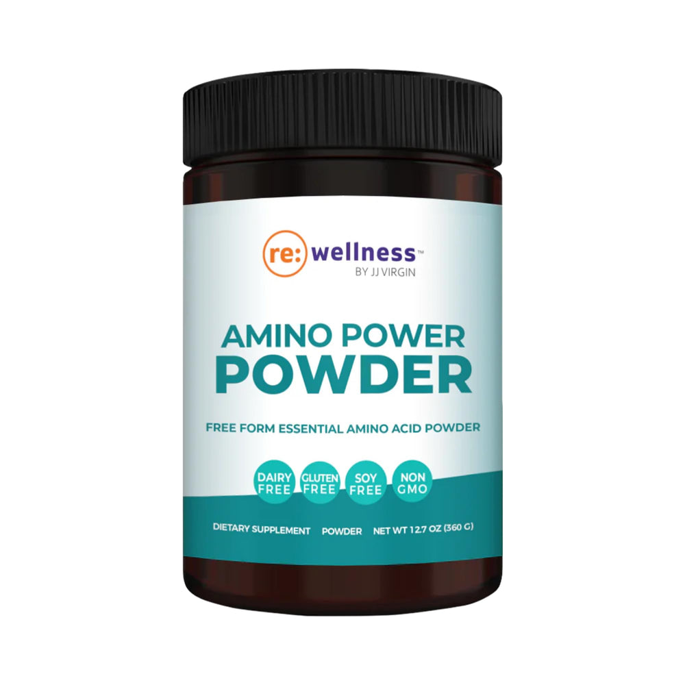 Reignite Wellness AminoPower powder fruit punch bottle shows easy absorption and energy support