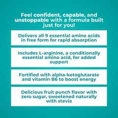 Glass of water with fruit punch from AminoPower demonstrates refreshing flavor