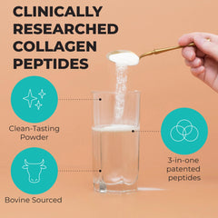 Reignite Wellness collagen peptides powder stirred into tea for simple, consistent mix.