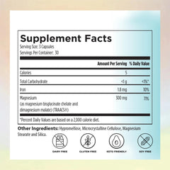 Reignite Wellness magnesium capsules close-up highlighting chelated magnesium bisglycinate